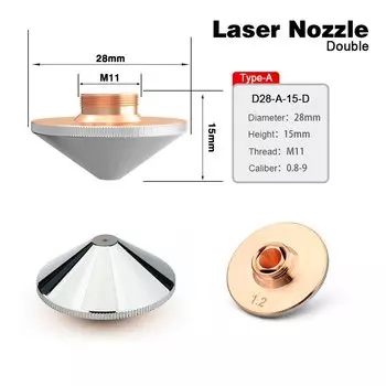 10 шт. лазерные насадки для осейзера D28 M11 D32 M14, одиночные двухслойные хромированные насадки для лазерной головки Raytools Precitec WSX BOCI Bodor HANS