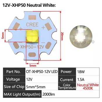 10 шт. LED-диоды HotRed XHP50/XHP50.2 холодного/нейтрального белого цвета