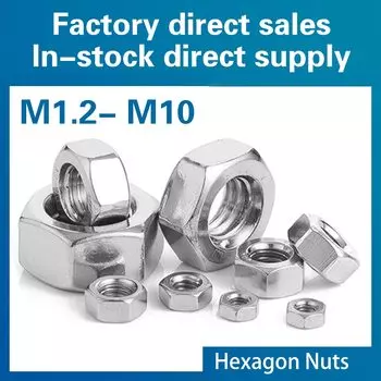 10 шт./лот 304 шестигранные гайки из нержавеющей стали DIN555 M2 M2.5 M3 M3.5 M4 M5 M6 M8 M10