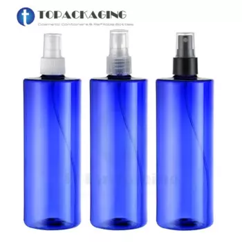 10 шт/LOT-500ML бутылка для распылителя, синий пластиковый косметический контейнер, пустая парфюмерная бутылка с распылителем тумана, плоское плечо