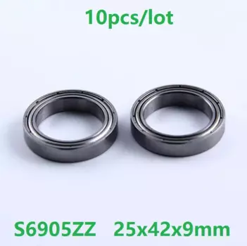 10 шт./лот ABEC-5 S6905ZZ S6905 ZZ шариковый подшипник 25x42x9 мм из нержавеющей стали глубокий шаровой подшипник 25*42*9