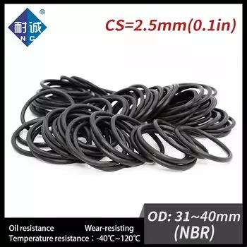 10 шт./лот Нитриловая Резина, черная NBR толщина CS 2,5 мм OD31/32/33/34/35/36/37/38/40*2,5 мм, уплотнительное кольцо, прокладка, маслостойкая, водонепроницаемая