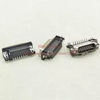 (10 шт./лот) DB15 DR15 2 ряда черный параллельный порт 15-контактный D Sub штекер 15-контактный разъем PCB 90 градусов разъем VGA адаптер