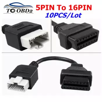 10 шт./лот для Honda 5-контактный адаптер для OBD2 16-контактный гнездовой разъем подходит для Honda 5-контактный удлинительный разъем диагностические кабели