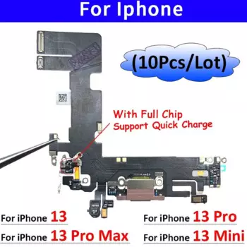 10 шт./лот, для iPhone 13 Pro Max Mini USB зарядный порт микрофон док-разъем плата гибкий кабель запасные части