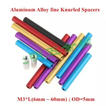 10 шт. M3 * L алюминиевый сплав тонкая накатка алмазные круглые проставки D = 5 мм RC гайки для самолета анодированные красные черные фиолетовые синие золотые