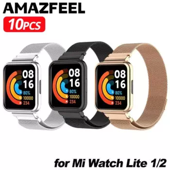 10 шт. магнитный металлический ремешок для Xiaomi Mi Watch Lite/Redmi Watch 2 Lite, браслет из нержавеющей стали, защитный ремешок