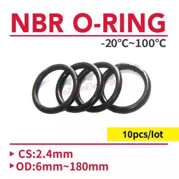 10 шт. маслостойкие резиновые уплотнительные кольца NBR CS 2,4 мм 6~180 мм