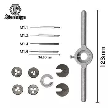 Набор метчиков Krachtige M1.1-M1.6 из быстрорежущей стали