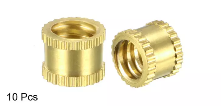 10 шт накатанные резьбовые вставные гайки 1/4 дюйма-20x6 мм (Д) x 8 мм (OD)/ M3/8x 5/12/16 мм (L) латунная Встраиваемая гайка с внутренней резьбой x4/10 мм (OD)