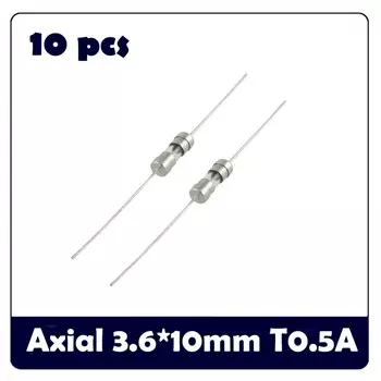 10 шт., осевой свинцовый стеклянный предохранитель, 3,6*10 мм