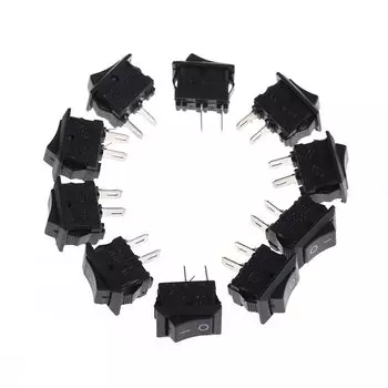 10 шт. пластиковые миниатюрные кулисные переключатели KCD1-11 10*15 мм HUXUAN 125В/250В 3А/6А