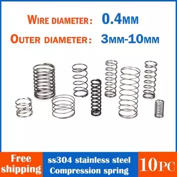 10 шт. Пружины сжатия Mandodle из нержавеющей стали 0,4 мм