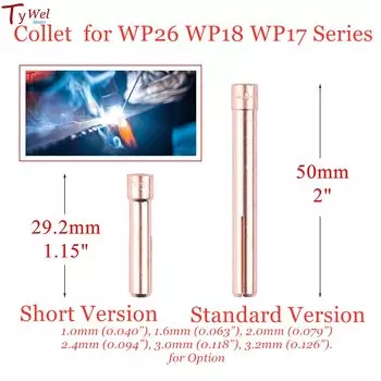 TywelMaster Цанги для сварочной горелки TIG 10 шт.