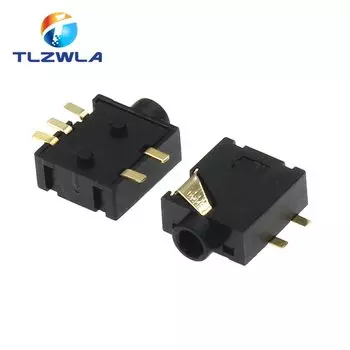 10 шт., разъем для наушников PJ-205, 2,5, 5 патчей, 2 фиксированных ножки, 2,5 мм, для материнского сиденья