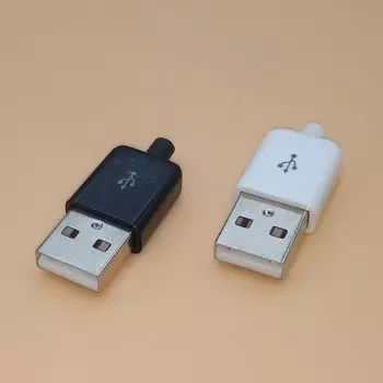 10 шт., разъем USB «папа» «сделай сам» 2,0, 4 контакта, компоненты типа А, белый, черный, пластиковая крышка