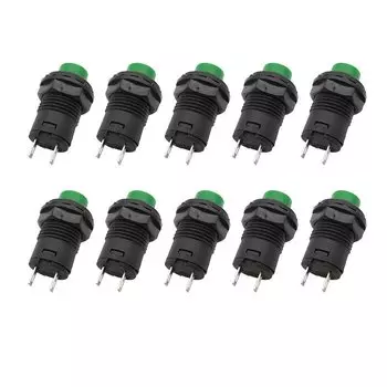 10 шт. самоблокирующийся переключатель, 2-контактный кнопочный переключатель 3 а/125 в 250 А/В переменного тока, быстродействующий выключатель 12 мм, красный/зеленый