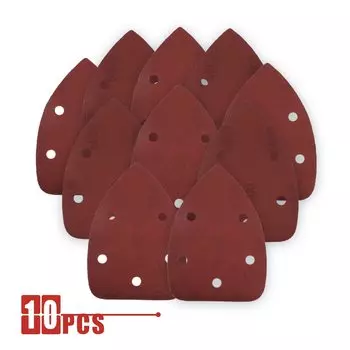 10 шт. шлифовальные листы 140*140*90 мм, 5 отверстий, треугольная наждачная бумага, крючок и петля, абразивный шлифовальный диск с зернистостью 40–1000 для шлифования древесины
