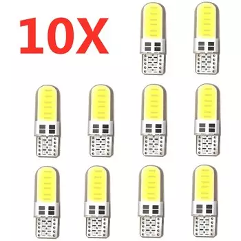 10 шт. силиконовый гель COB авто светодиодный автомобильный фонарь 12 В T10 W5W клин боковая парковочная лампа для чтения сигнальная лампа габаритный дверной свет 12 чипов SMD