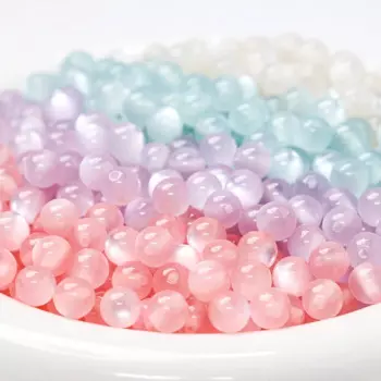 10 шт., стеклянные бусины «кошачий глаз», 6 мм, круглый камень, кристалл, свободные бусины, гладкий браслет для изготовления ювелирных изделий, браслеты «сделай сам», ожерелье, серьги