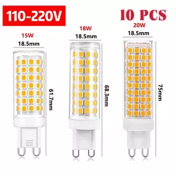 10 шт. без мерцания G9 9 Вт 25 Вт светодиодная лампа 3000k 4000k 6000k AC110/220V 2835 кукурузный светильник 136 светодиодная люстра замена галогенной лампы 100 Вт
