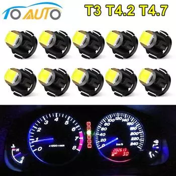 10 шт. светодиодная лампа T3 T4.2 T4.7 LED 3030 SMD чипов DC12V автоматическая приборная панель лампа индикатор обогрева клиновой светильник 6000K супер яркий