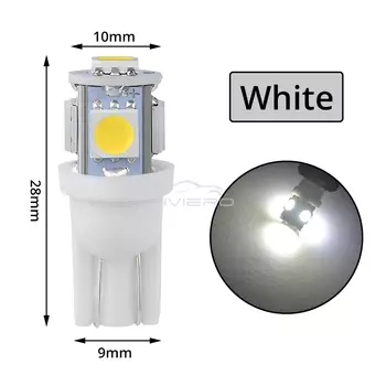 10 шт. T10 Автомобильный светодиод W5W 5050 5SMD Белый Синий Красный Автоматический резервный светильник Клиновые куполы на крыше Чтение Лампы багажника Лампы номерного знака Яркие