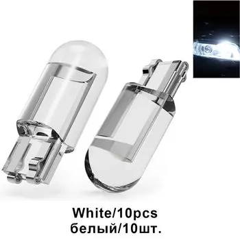 10 шт. T10 W5W 194 168 COB для автомобиля светодио дный лампа зеленый красный 3000 К янтарный номерной знак лампа ледяной синий авто купольные огни Canbus 12 В 24 В