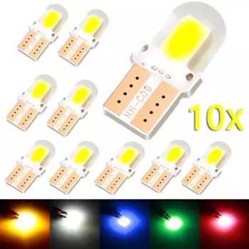 10 Шт. T10 W5W Светодиодные Автомобильные Лампы COB Высокой Яркости Canbus Без Ошибок Парковочная Лампа Для Чтения Белый/голу...