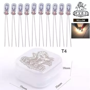 10 шт. T4 14 в 1,4 Вт Автомобильный прибор звуковая передача лампа индикатор лампа T1 прозрачное стекло приборная панель желтая фотолампа
