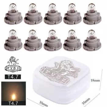 10 шт. T4.7 12 В 1,4 Вт, инструментальные лампы для салона автомобиля, внутренняя приборная панель, автоаксессуар, желтая сигнальная лампа (серый/черный)