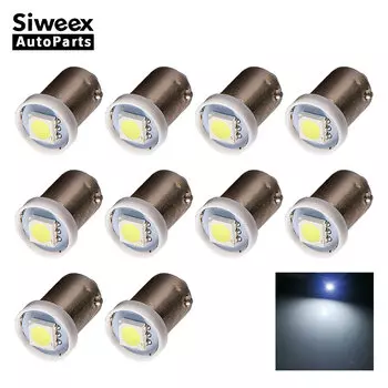 10 шт. T4W BA9S Автомобильные светодиодные лампы 1 SMD 5050 купольные подсветки номерного знака дверные фестоны чтения боковые габаритные лампы Белый 12 В DC