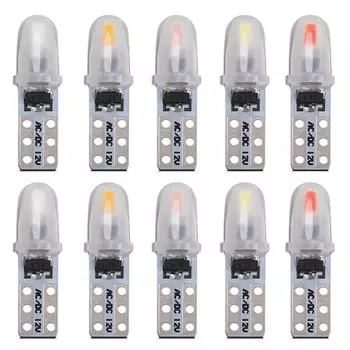 10 шт. T5 Автомобильные фонари на приборной панели 2 3014 SMD Лампа для чтения приборной панели без полярности Светодиодная лампа Белый 12 В постоянного тока Янтарный ледяной синий