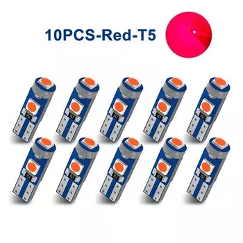 10 шт. T5 Светодиодная лампа 3SMD 3030 чипы супер яркая Автомобильная плата приборная панель лампа автомобильная приборная панель индикатор обогрева Клин лампа 12 В