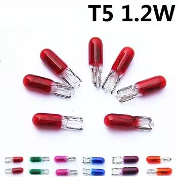 10 шт. T5 Янтарный синий зеленый красный фиолетовый розовый теплый белый 1,2 Вт 194 501 галогенная лампа боковые клинья автомобильный источник света приборная лампа