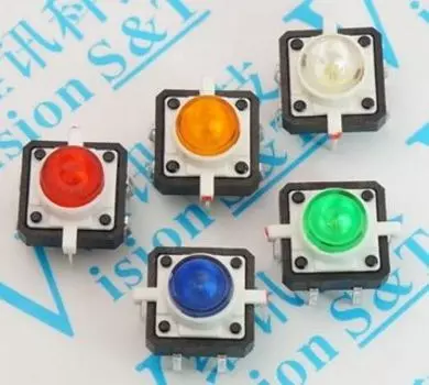 10 шт. тактильный переключатель Megmoki 12x12x7,3 мм 5 цветов