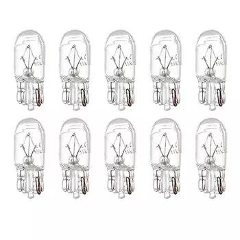 10 шт. теплый белый автомобильный галогенный светильник T10 W5W 194 158 12 В 5 Вт габаритный клин номерного знака освещение лампочка приборный светильник