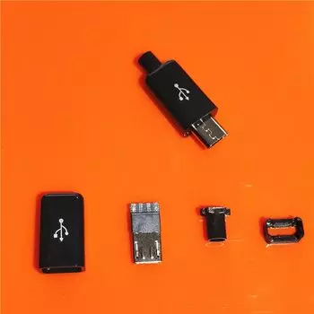 10 шт./упаковка, Штекерный разъем Micro USB 4pin, белый/черный