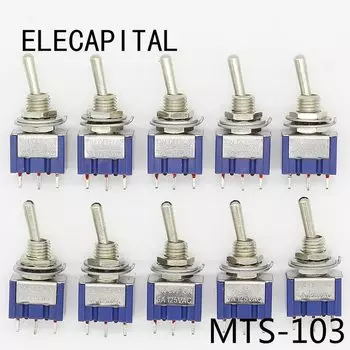 10 шт., ВКЛ./ВЫКЛ., 3-контактный мини-выключатель, переменный ток 125 В/6 А 250 В/3 А