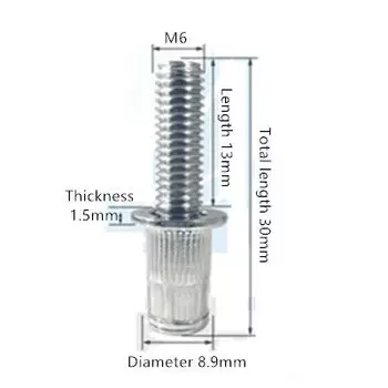 10 шт. заклепочные шпильки из нержавеющей стали с плоской головкой и вертикальной заклепкой