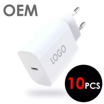 10 шт. зарядное устройство 20 Вт, OEM LOGO PD 20 Вт быстрое зарядное устройство USB C для iPhone Xiaomi Samsung