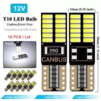 10 светодиодных лампочек T10 W5W Canbus 12V 24V 24SMD 7000K Белый купол багажник номерной знак клиновидная боковая лампа