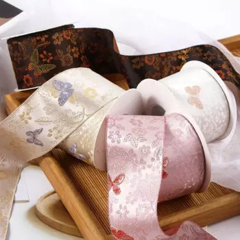 10 Yards 100 Yards 10MM-50MM Butterfly Flower Embroidery Ribbon Lace Hair Bows DIY Crafts Handmade Garment Accessories