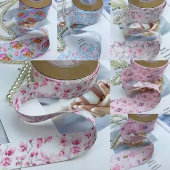 10 yards 40mm Double-Sided Flower Cartoon Ribbon DIY Handmade Materials For Crafts Decoration Hair Bows Crafts Gifts fabric Lace