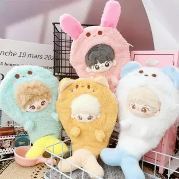 10cm Kawaii Fluffy Animals Doll Clothes Cute Bear Bunny Dinosaur Cat Coat Keychain for Bag Decor DIY Doll Clothes Accessories