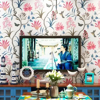 10M Country Style Flowers Wallpaper Self Adhesive Cabinet Wall Sticker Waterproof Living Room Peel and Stick Contact Paper