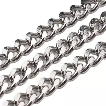 10m Stainless Steel Cuban Link Chains Chunky Curb Chains Faceted Unwelded for DIY Bracelet Necklace Jewelry Making 7x5x1.4mm