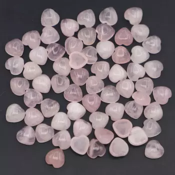10MM Natural Rose Quartz Stones Heart CAB Cabochon Beads Charms Jewelry Production Making Earring Brooch Ring Accessories 50Pcs