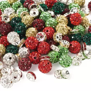 10mm Rhinestone Beads Glass & Clay Rhinestone Spacer Bead Christmas Mix Color DIY Earrings Bracelet Jewelry Making Findings