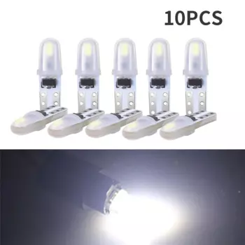 10PCS 12V DC T5 LED Auto Car Led Bulbs No Polarity Dashboard Lamp 2-3014 SMD Door License Plate Light White Red Green
